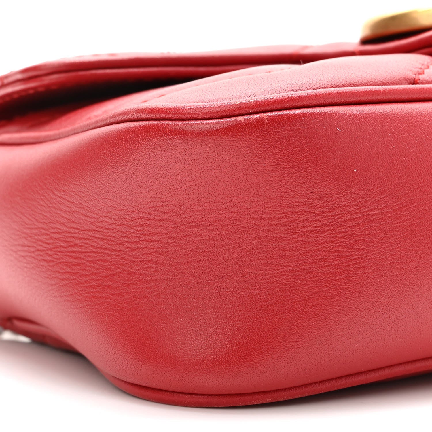Gucci Calfskin Matelasse Super Mini GG Marmont Shoulder Bag Hibiscus Red 9 of 10