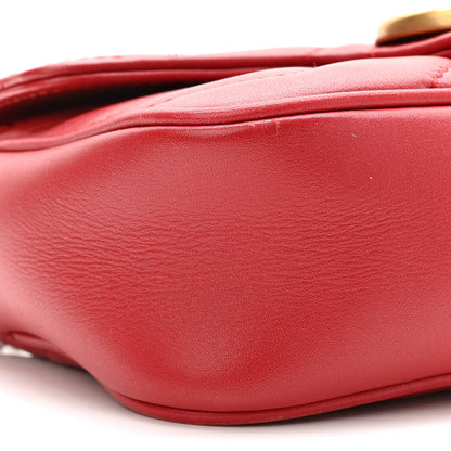 Gucci Calfskin Matelasse Super Mini GG Marmont Shoulder Bag Hibiscus Red 9 of 10