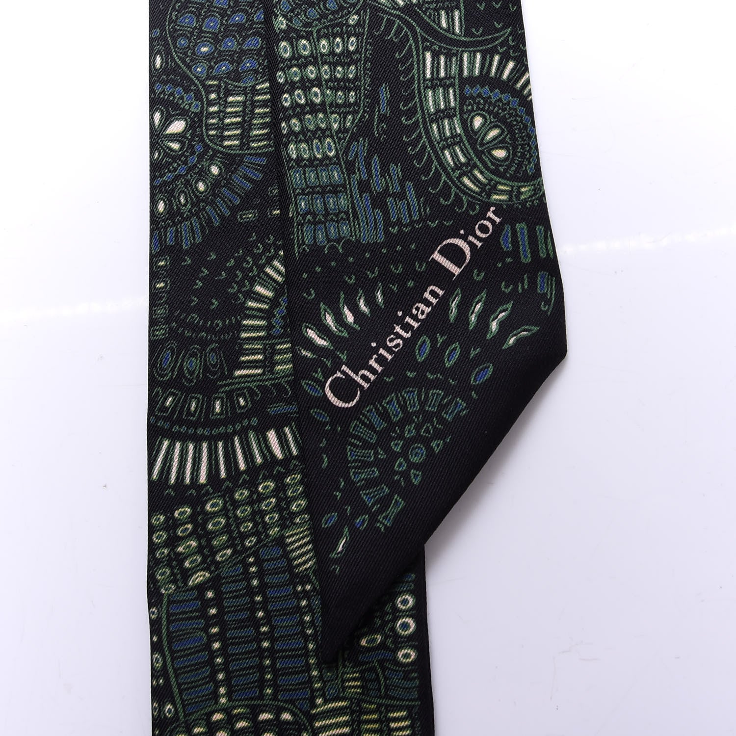 Christian Dior Silk Animals Mitzah Scarf Green 2 of 4