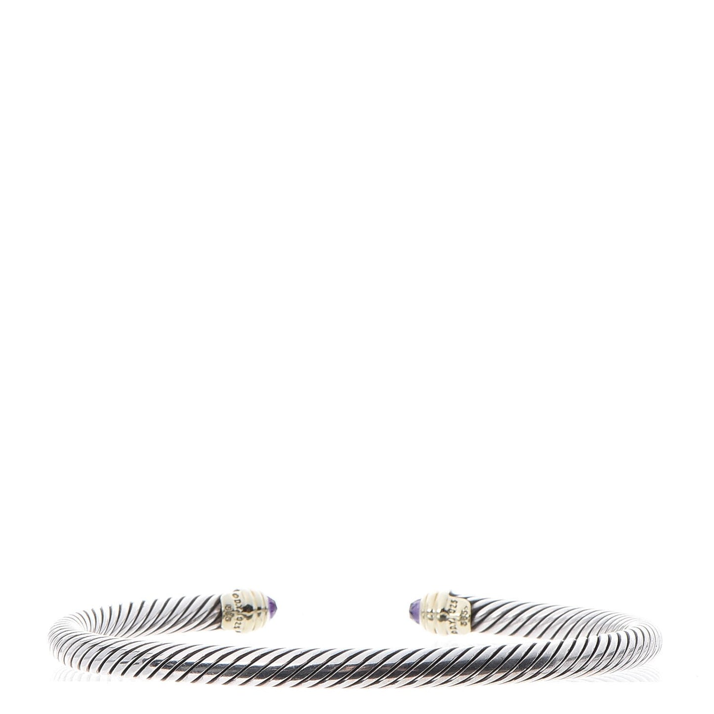 Sterling Silver 14K Yellow Gold Amethyst 5mm Cable Classics Petite Color Bracelet