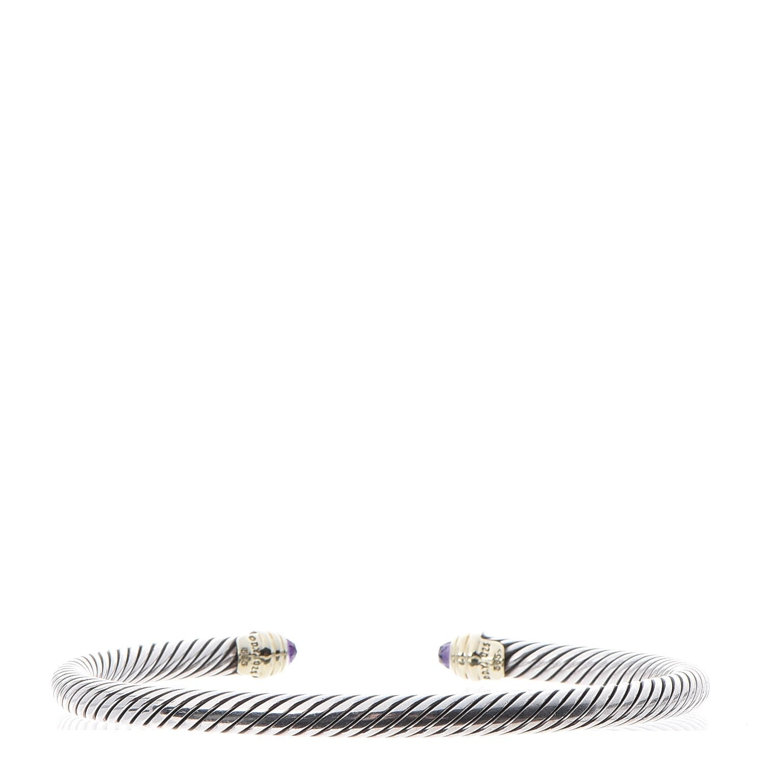 David Yurman Sterling Silver 14K Yellow Gold Amethyst 5mm Cable Classics Petite Color Bracelet 3 of 5