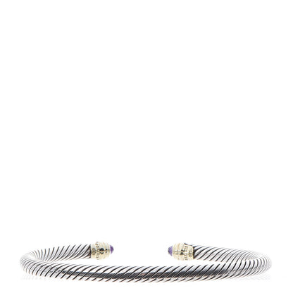 David Yurman Sterling Silver 14K Yellow Gold Amethyst 5mm Cable Classics Petite Color Bracelet 3 of 5
