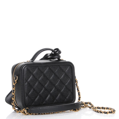 Chanel Caviar Quilted Small CC Filigree Vanity Case Black 4 of 9