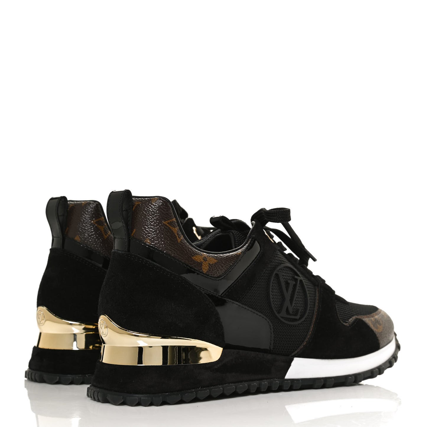 Suede Monogram Run Away Sneakers 37.5 Black