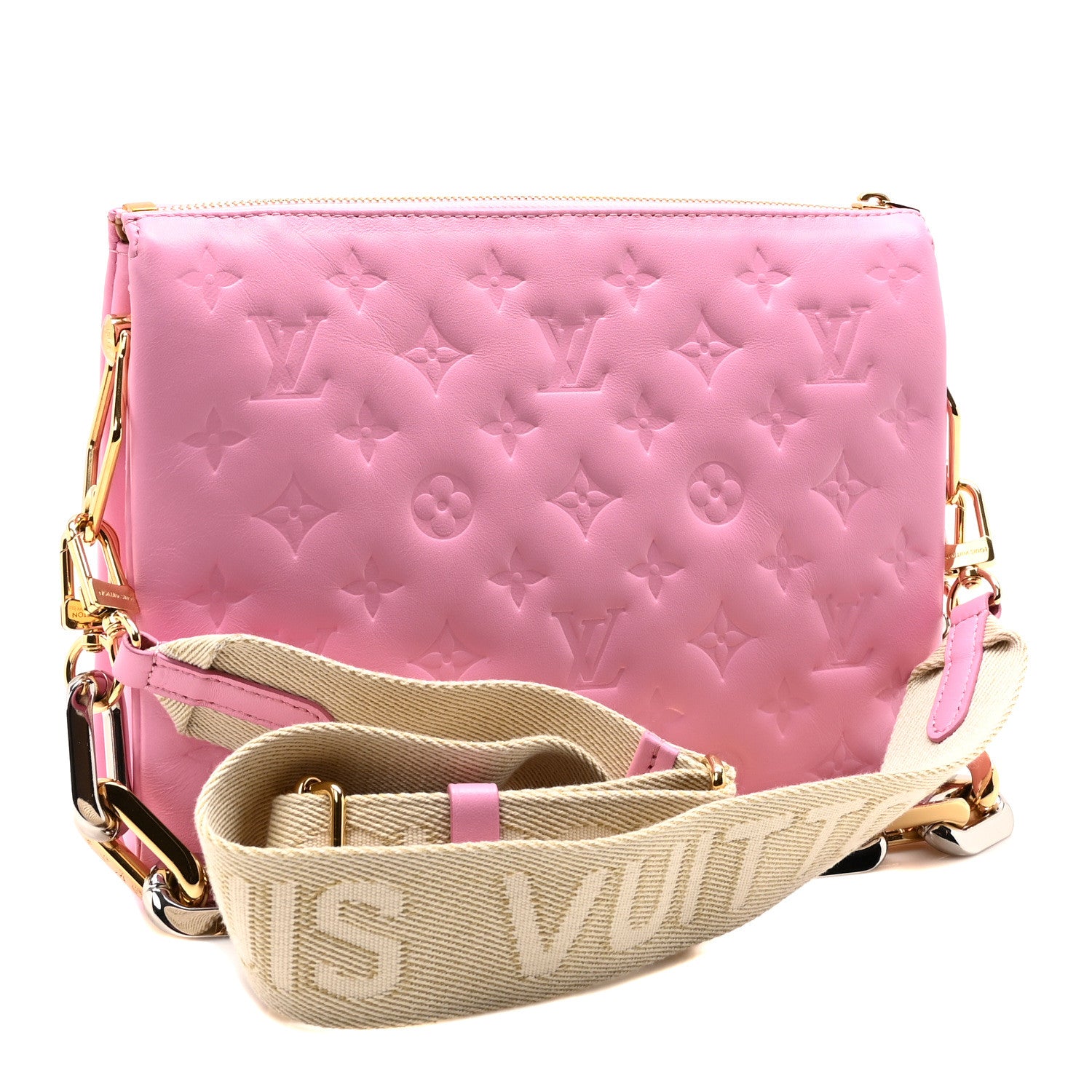 Louis Vuitton Lambskin Embossed Monogram Coussin PM Rose Bonbon 3 of 9