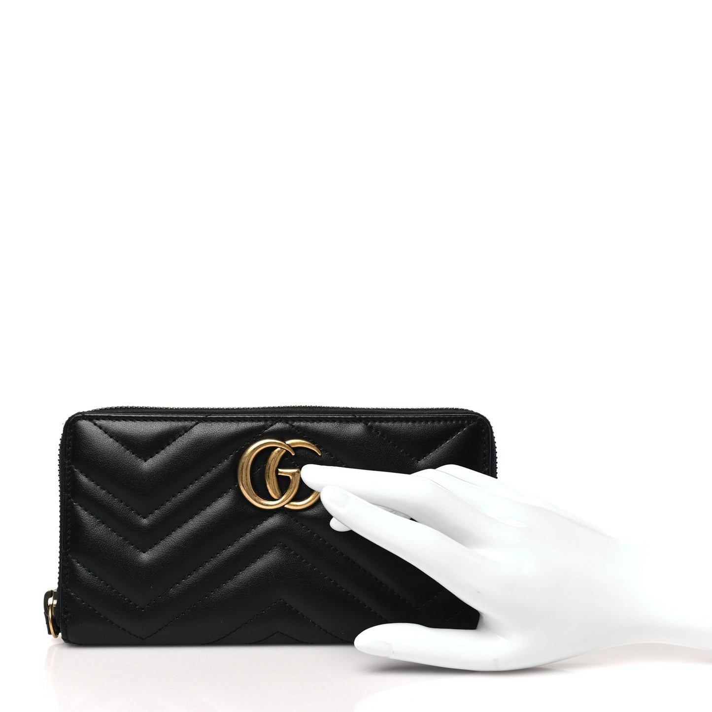 Calfskin Matelasse GG Marmont Zip Around Wallet Black