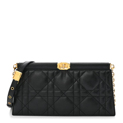 Christian Dior Lambskin Cannage Caro Colle Noire Clutch With Chain Black 1 of 10