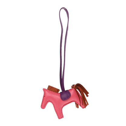 Hermes Milo Lambskin Grigri Rodeo Bag Charm MM Rose Azalee Violet Pain D'Epice 1 of 4