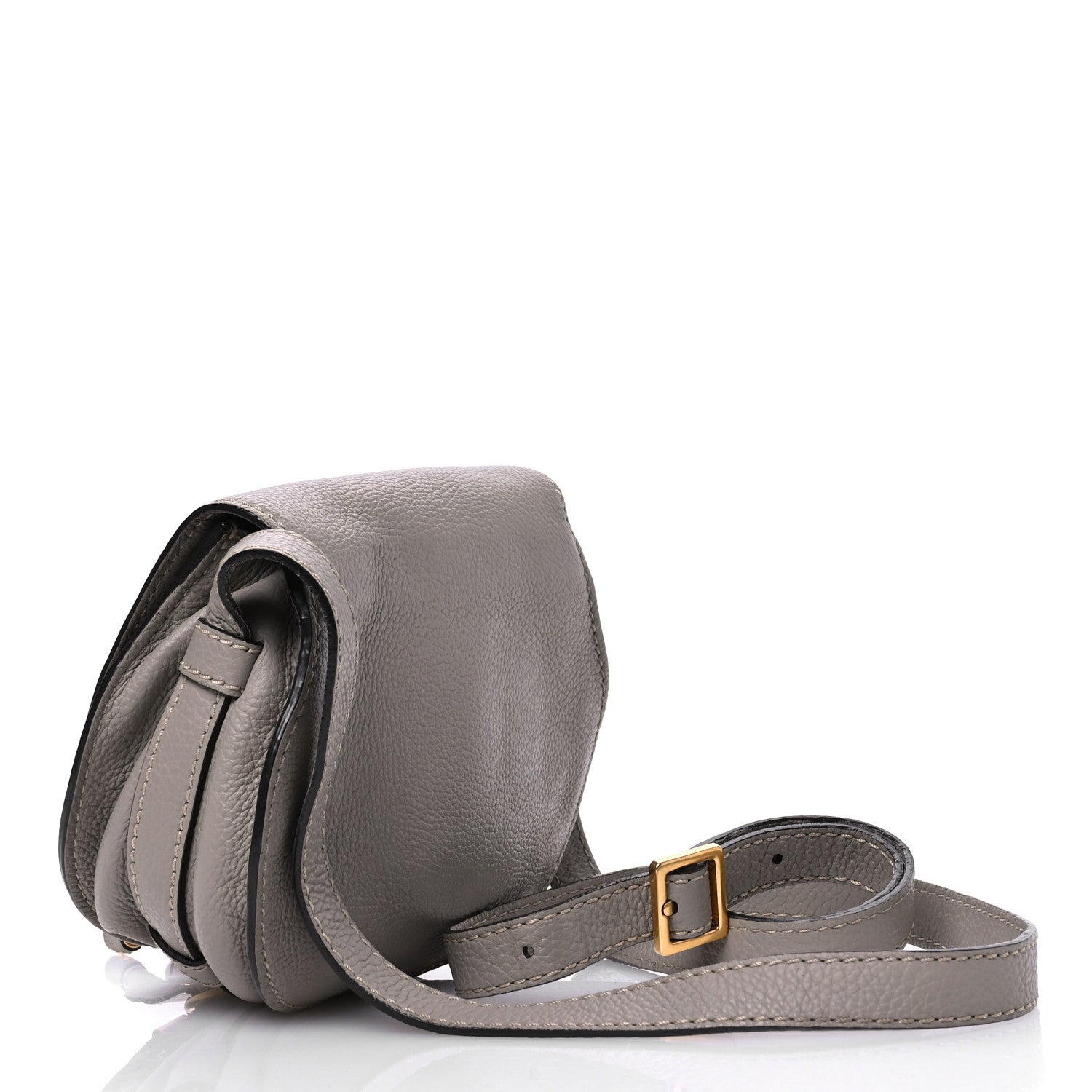 Chloe Grained Calfskin Small Marcie Saddle Bag Cashmere Grey 3 of 12