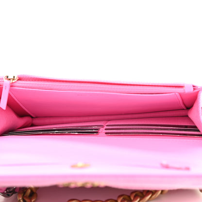 Chanel Denim Quilted Chanel 19 Wallet On Chain WOC Neon Pink 5 of 11