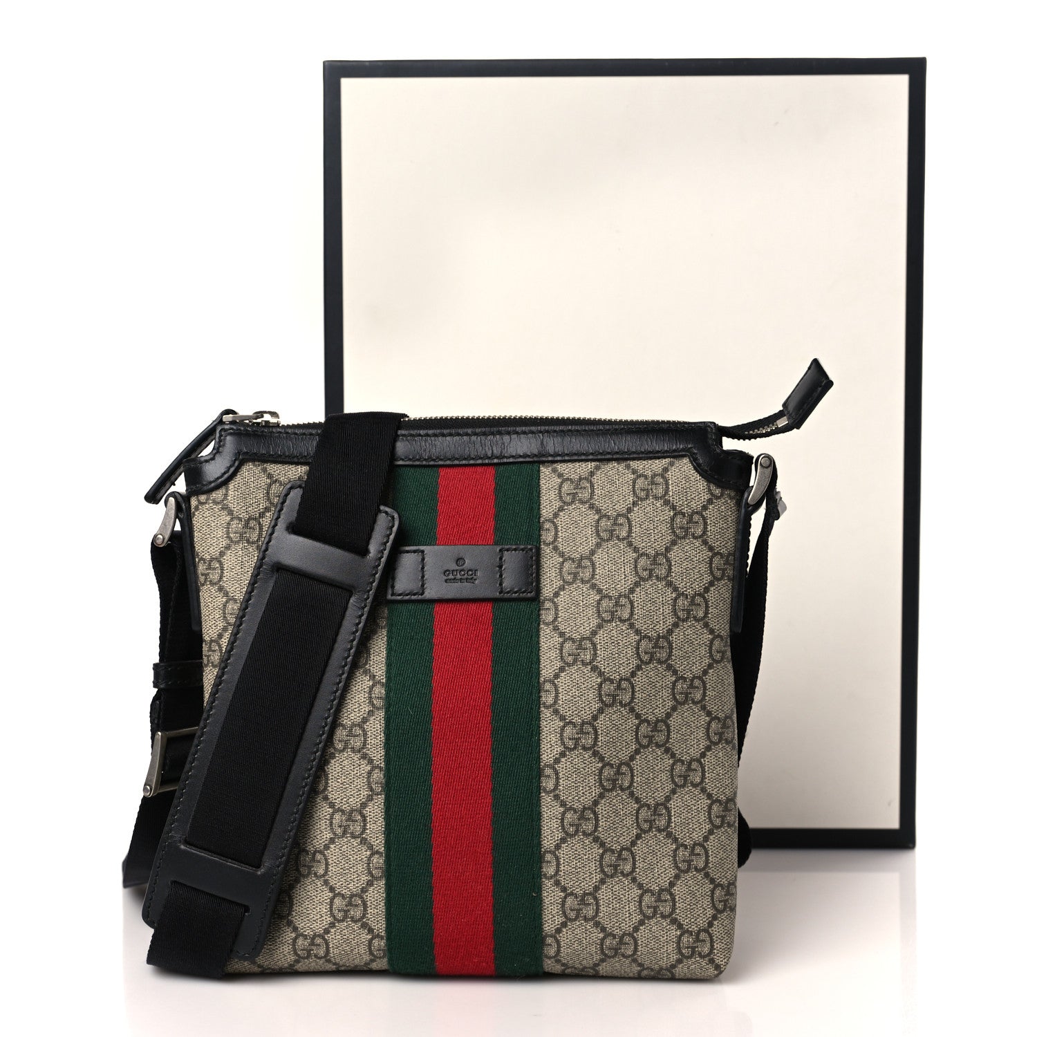 Gucci GG Supreme Monogram Web Messenger Bag Black 10 of 10