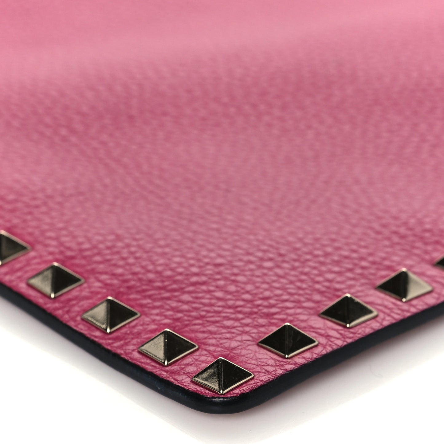 Pebbled Calfskin Large Rockstud Zip Pouch Deep Cyclamin