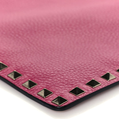 Valentino Garavani Pebbled Calfskin Large Rockstud Zip Pouch Deep Cyclamin 9 of 9