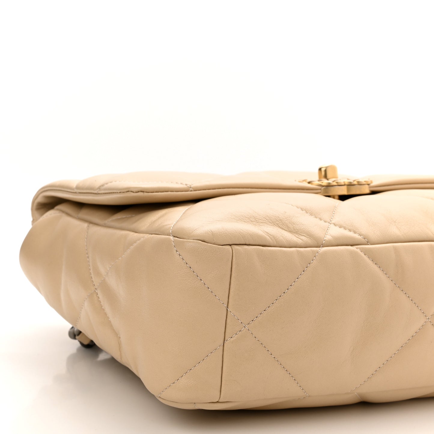 Lambskin Quilted Large Chanel 19 Flap Beige
