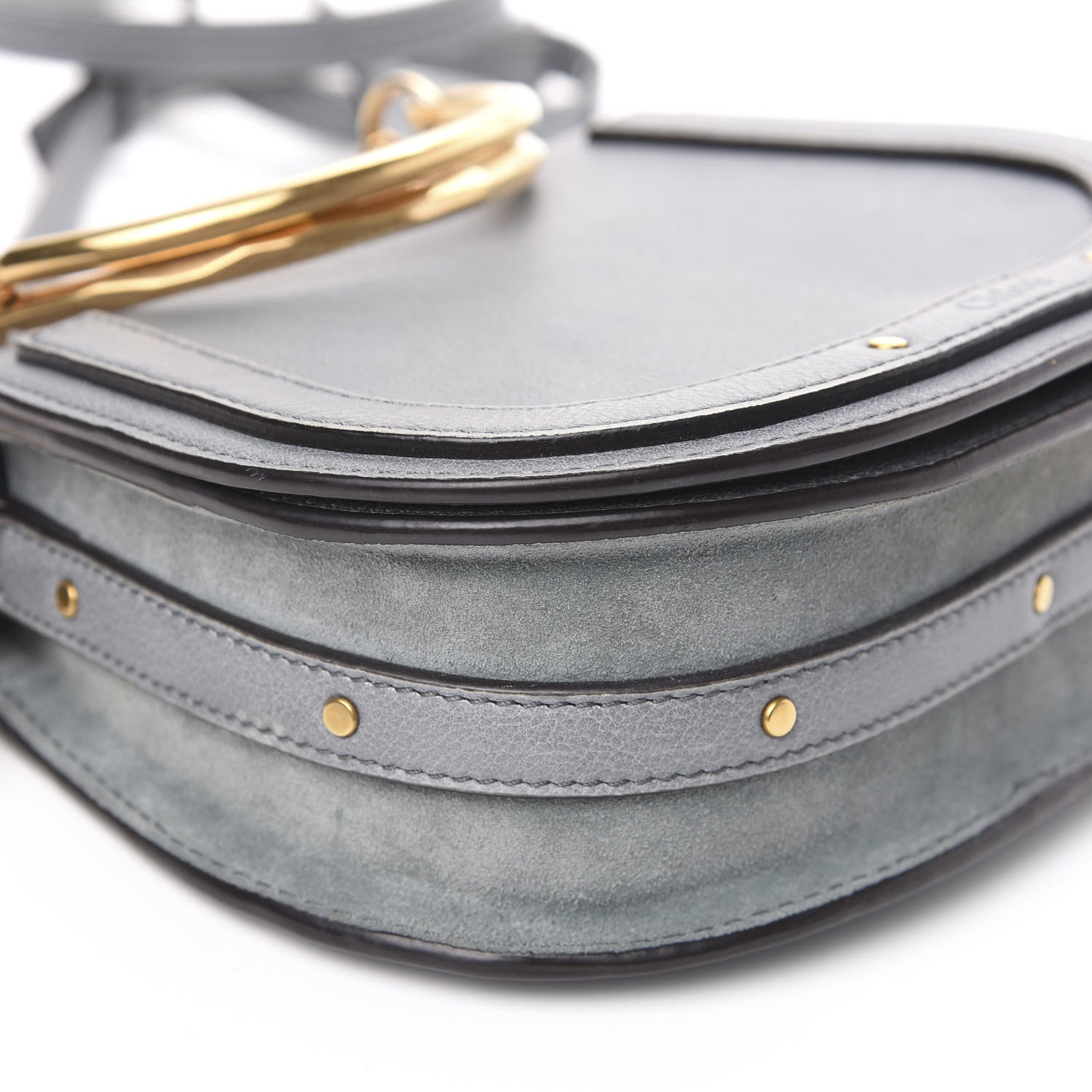 Chloe Calfskin Suede Small Nile Bracelet Bag Cloudy Blue 9 of 12
