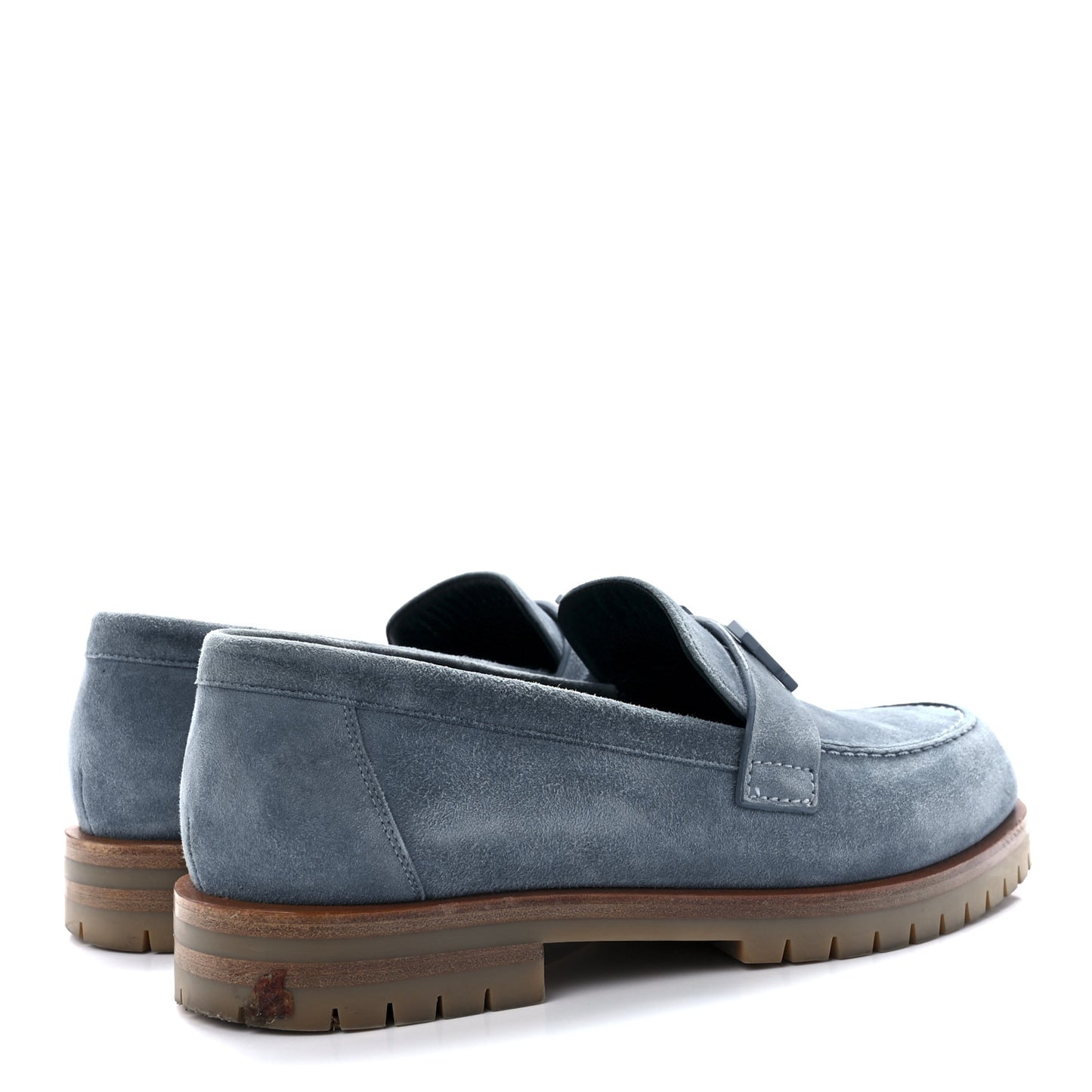 Suede Goatskin Womens Faubourg Loafers 37 Bleu Pinede