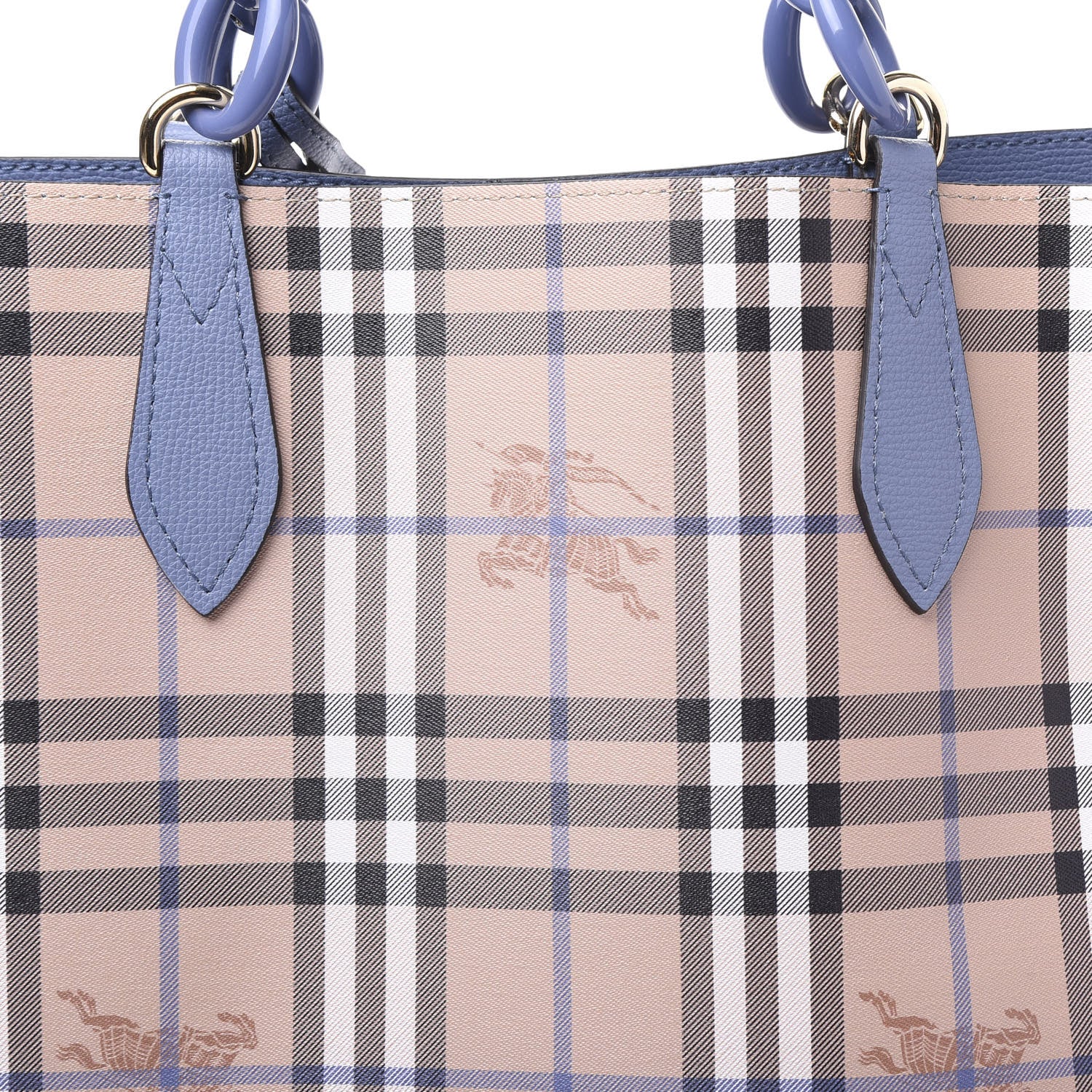 Burberry Calfskin Haymarket Check Medium Reversible Tote Slate Blue 16 of 17