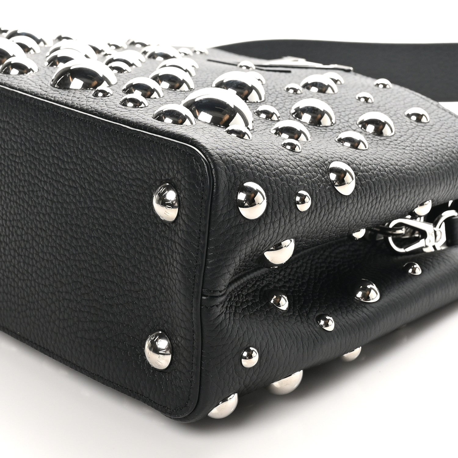 Louis Vuitton LV X YK Taurillon Brass Metal Dots Capucine MM Black 9 of 9