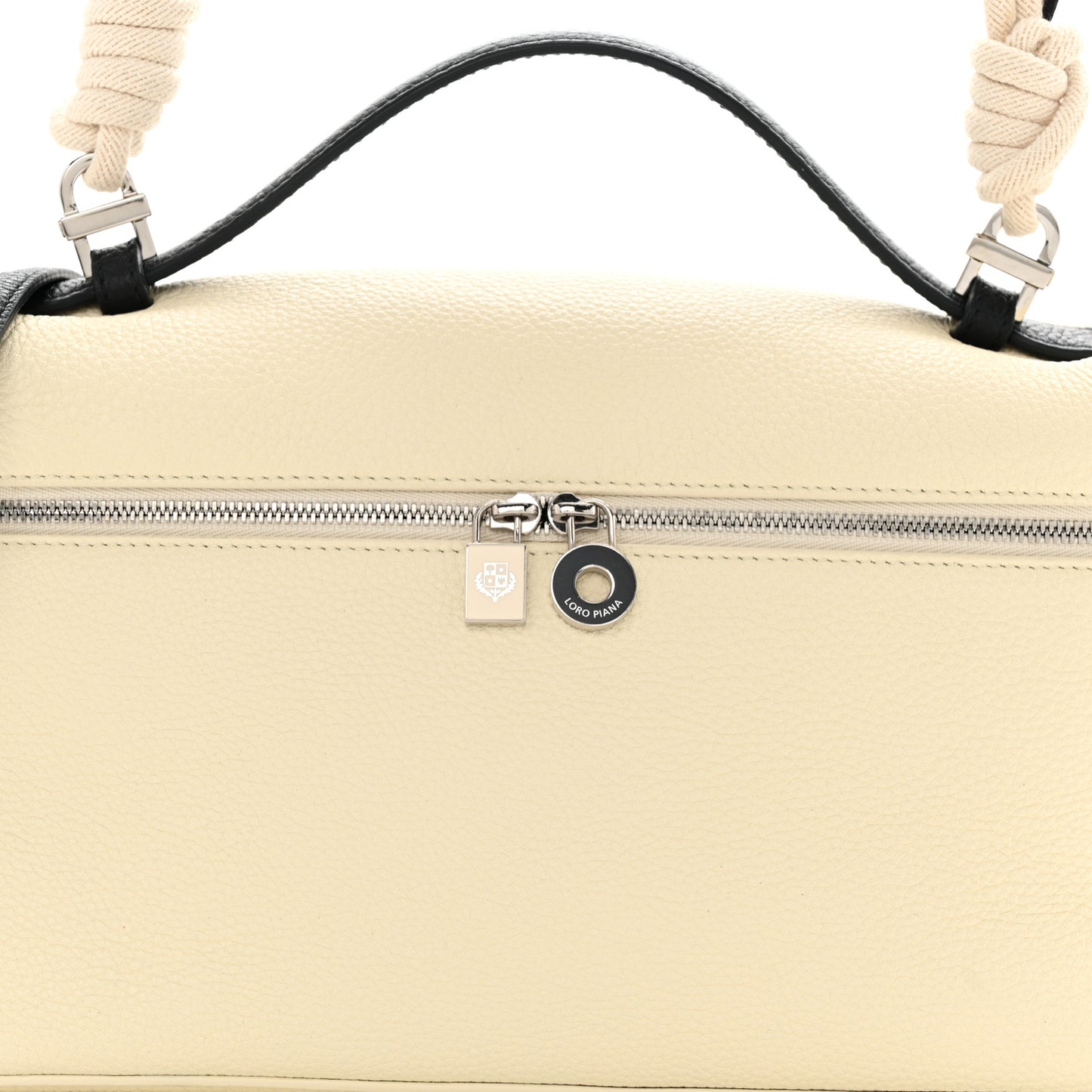 Grained Calfskin Braided L27 Extra Pocket Pouch Whisper White Blue Marine