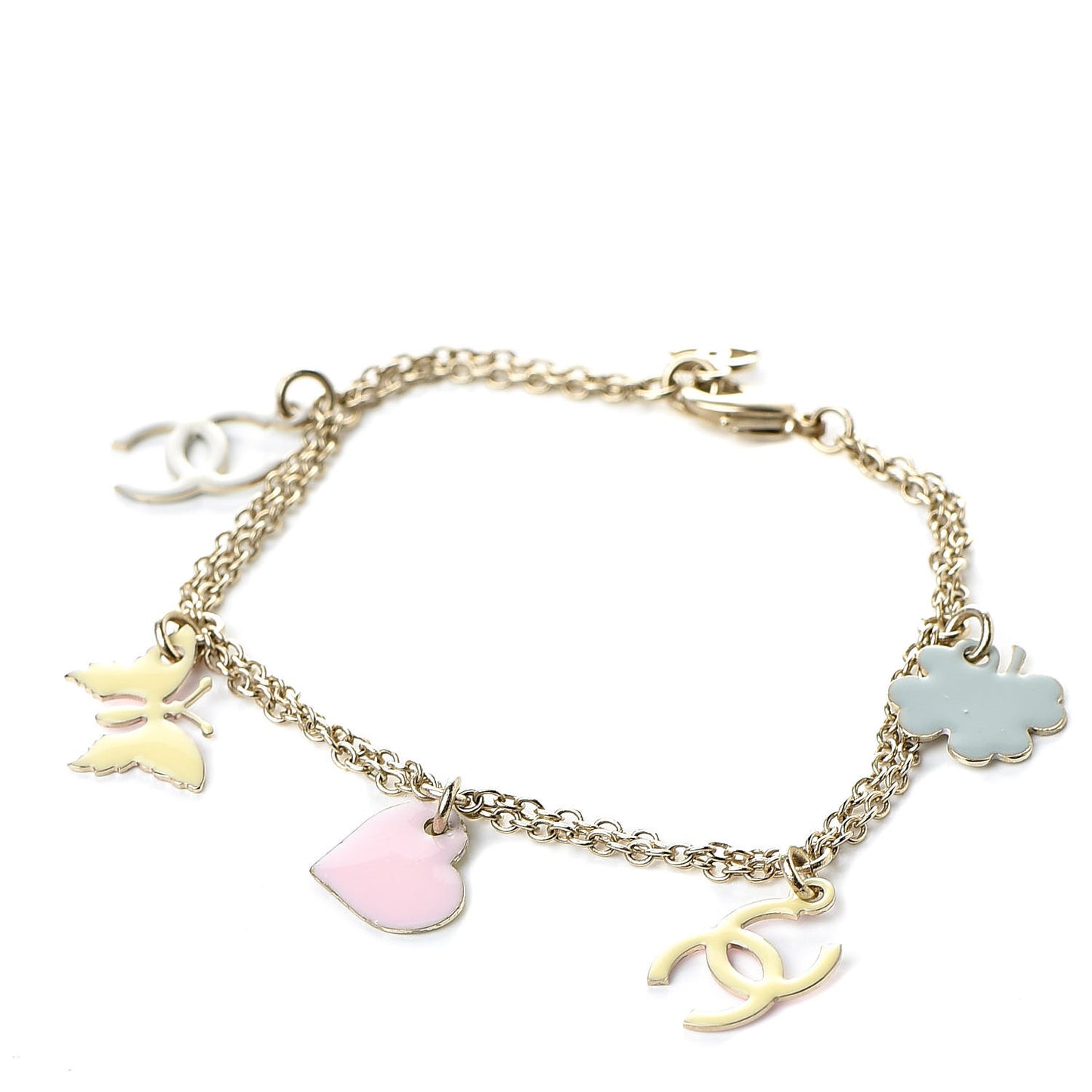 Enamel CC Charm Bracelet Gold