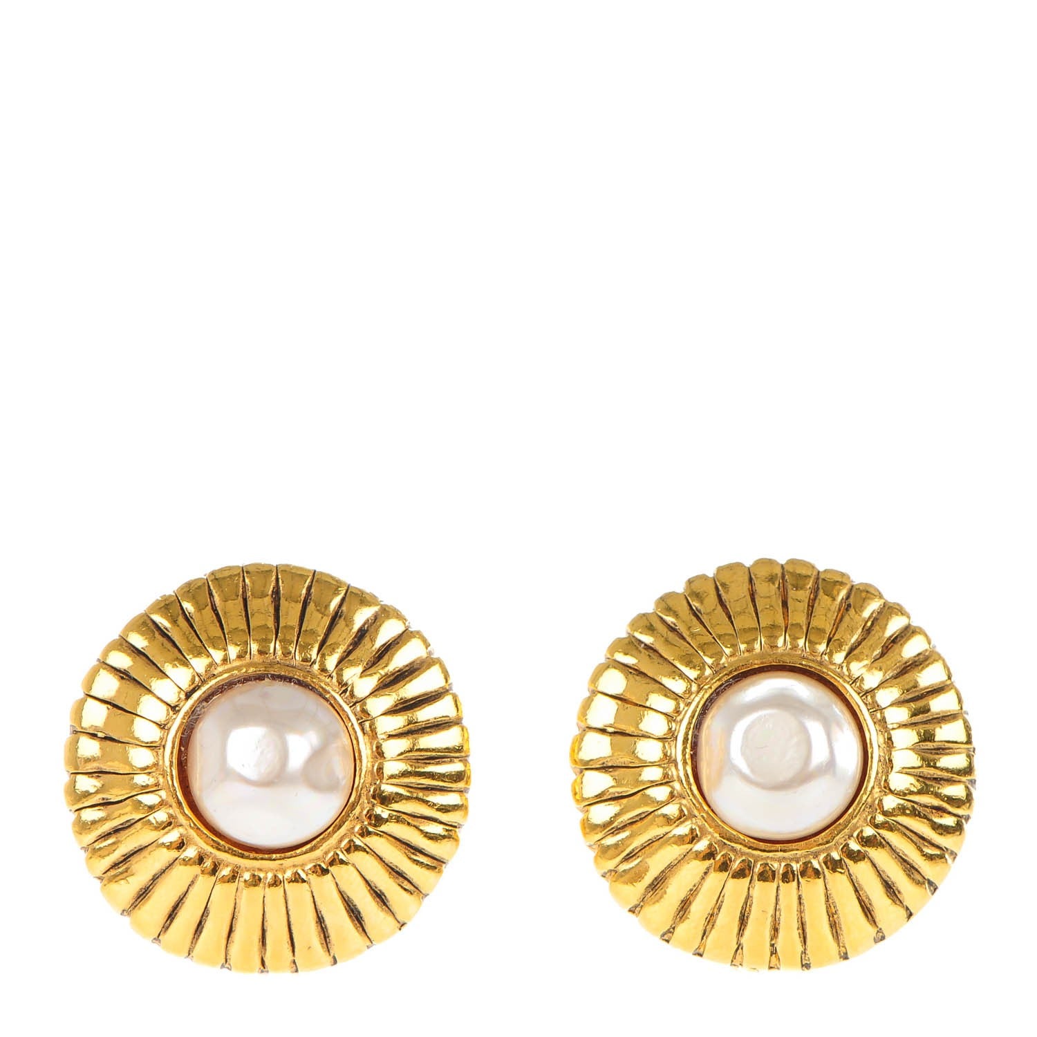 Chanel Pearl Clip On Earrings Gold 1 of 4