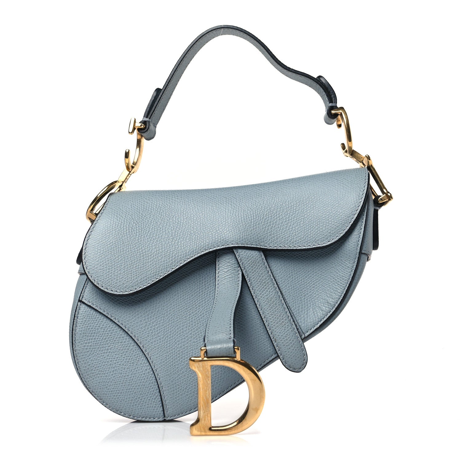 Christian Dior Grained Calfskin Saddle Bag Sky Blue 1 of 9