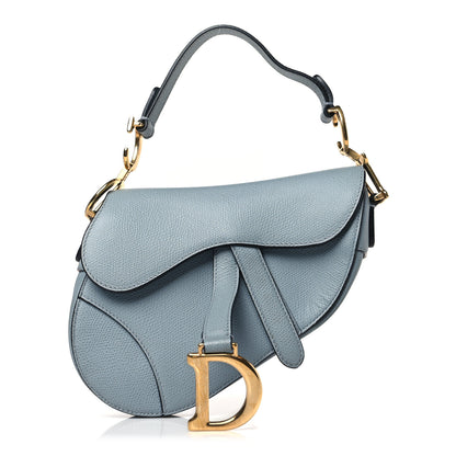 Christian Dior Grained Calfskin Saddle Bag Sky Blue 1 of 9