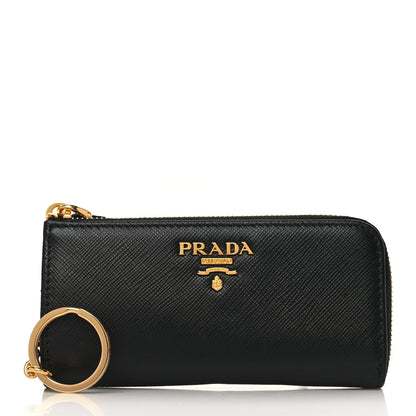 Prada Vitello Move Zip Around Keychain Black 1 of 7