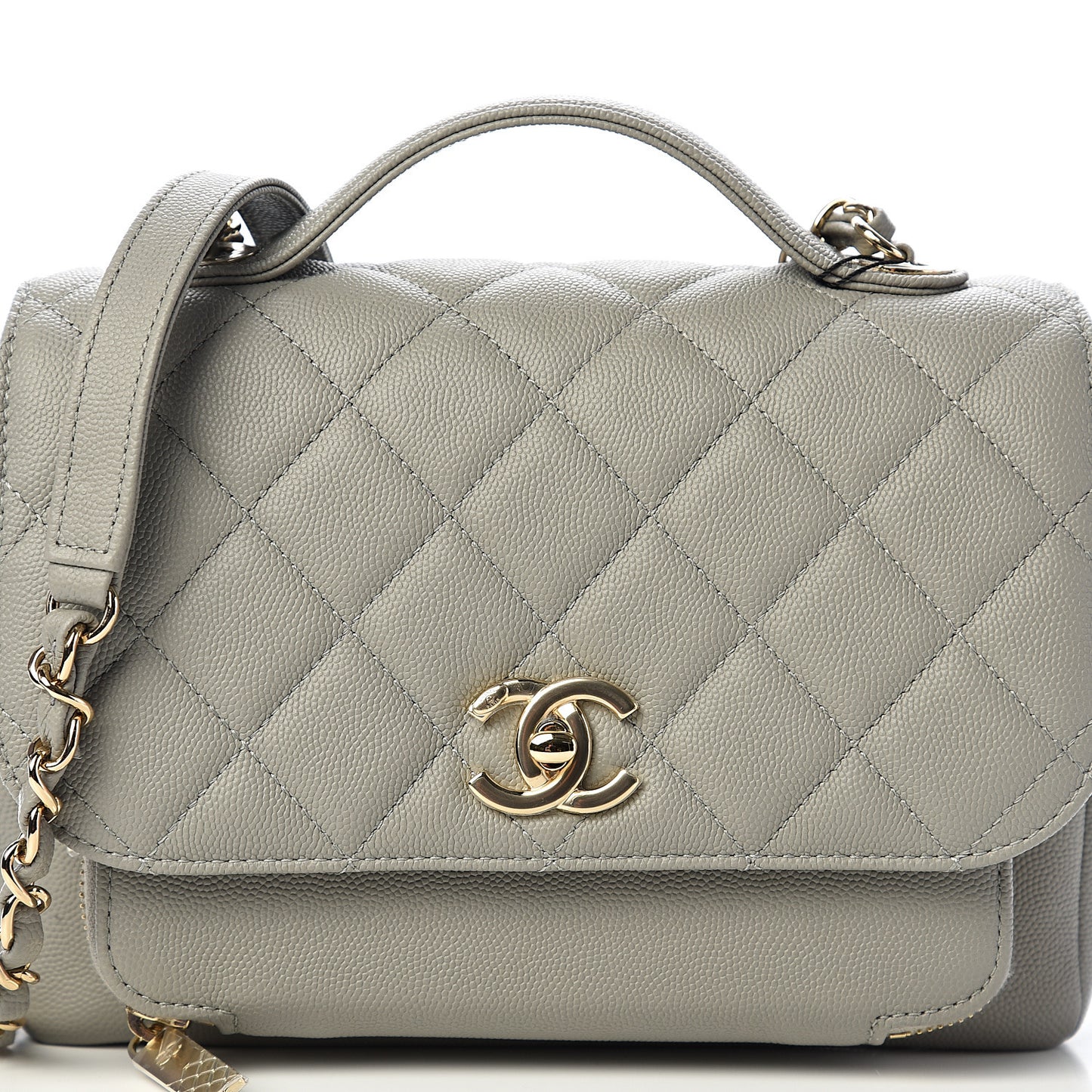Caviar Quilted Medium Business Affinity Flap Grey