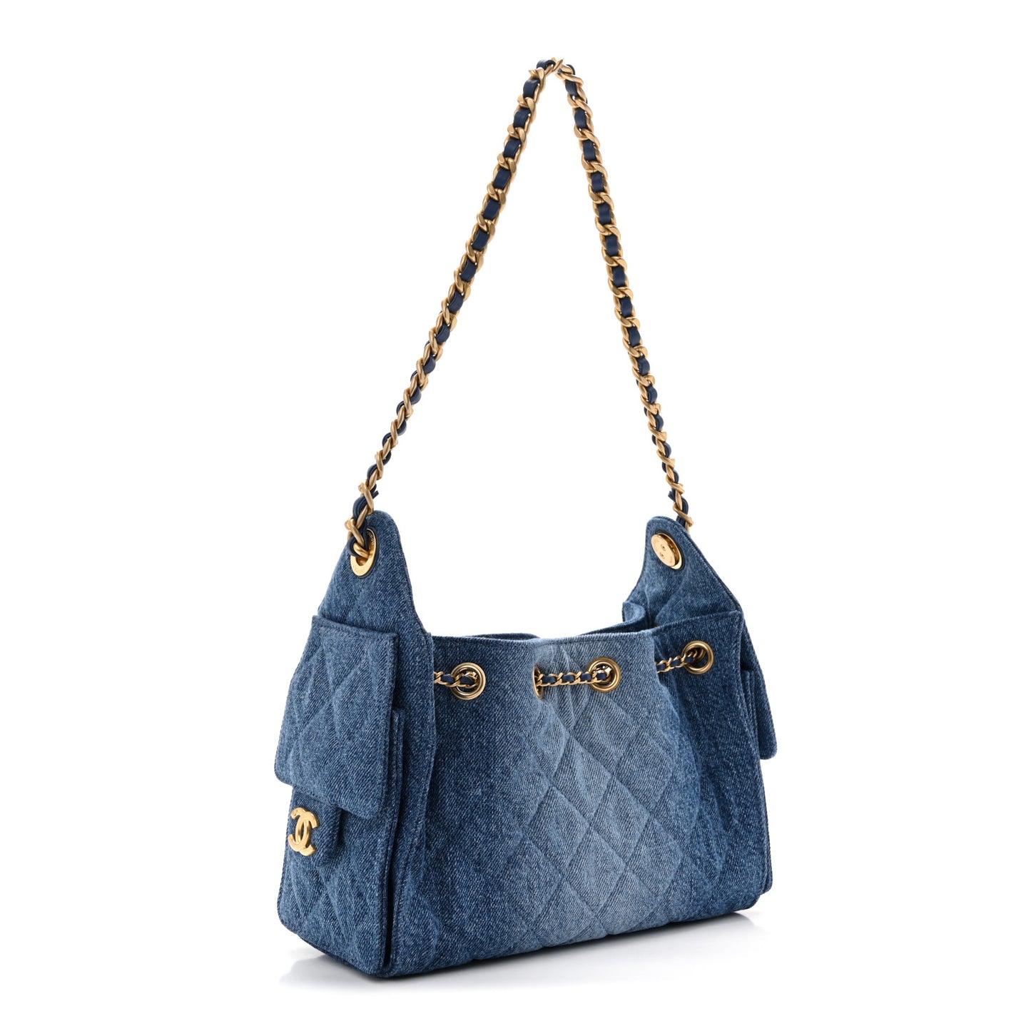 Washed Denim Quilted Mini Chanel 25 Handbag Blue