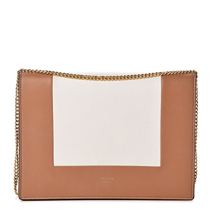 Celine Smooth Lambskin Frame Evening Chain Clutch Tan Optic White 1 of 12
