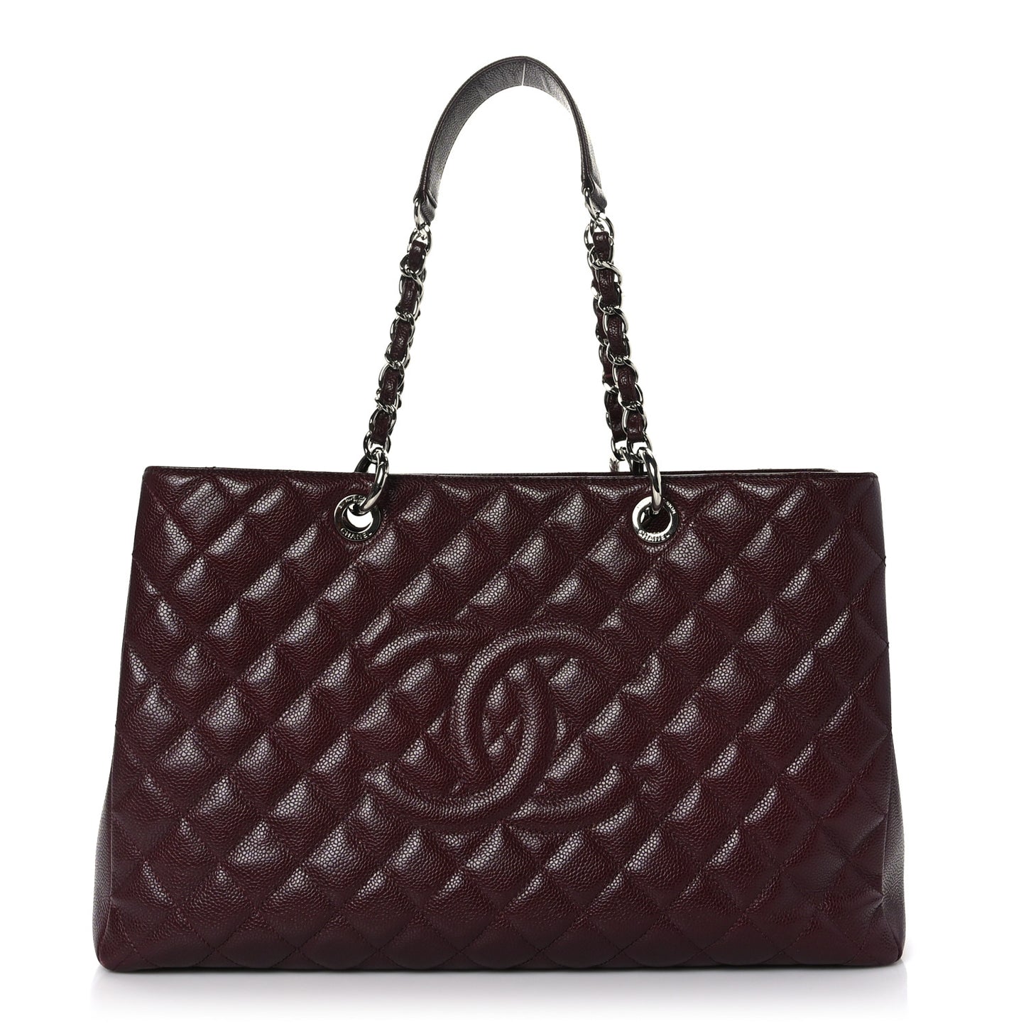Caviar Quilted XL Grand Shopping Tote GST Dark Burgundy