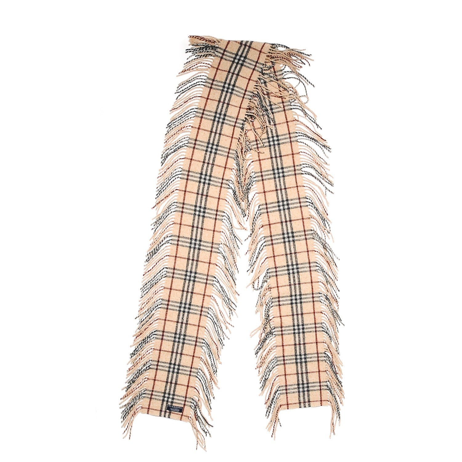 Burberry Wool Check Happy Fringe Scarf Beige 1 of 4