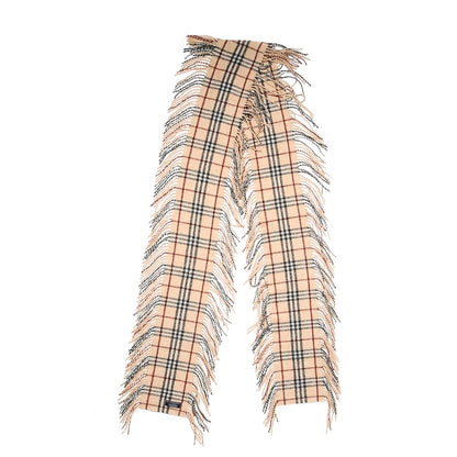 Burberry Wool Check Happy Fringe Scarf Beige 1 of 4