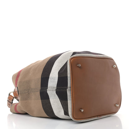 Burberry Canvas Mega Check Medium Ashby Hobo Saddle Brown 3 of 12