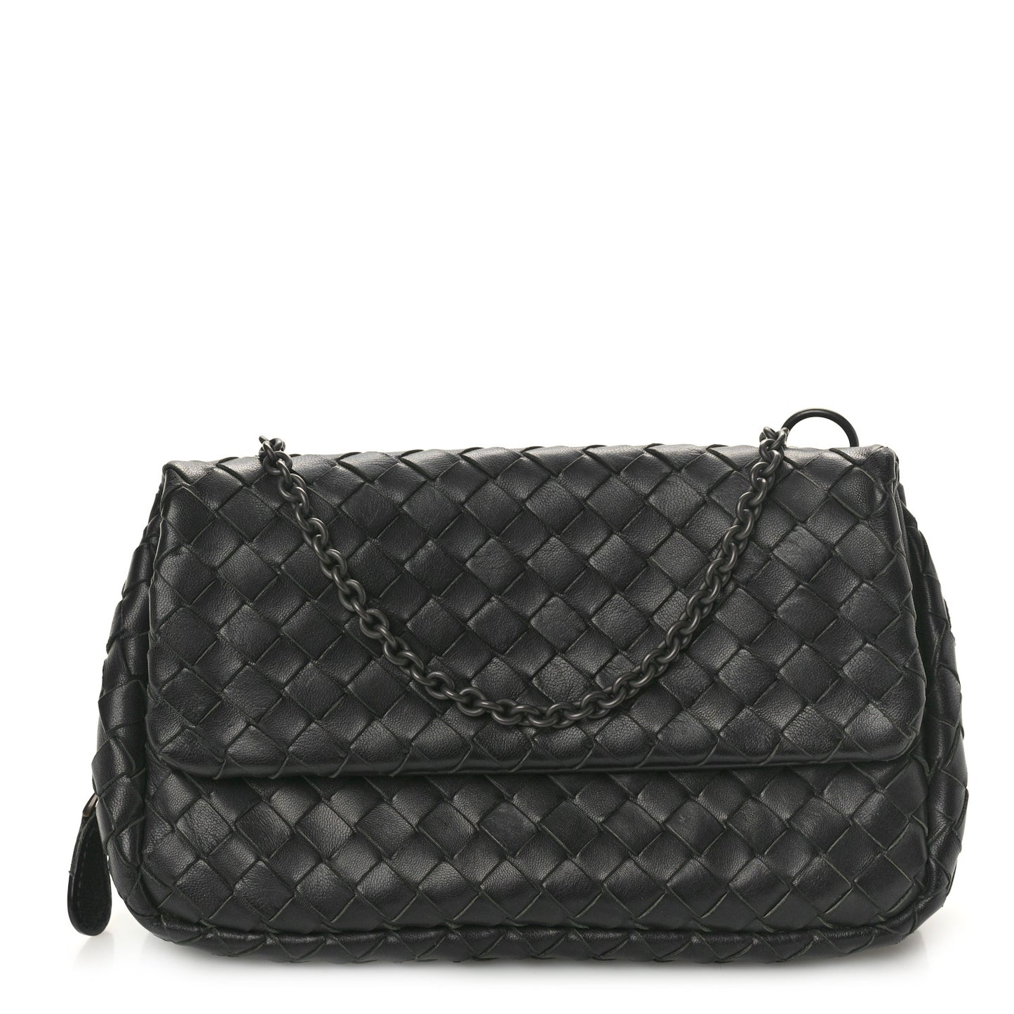 Nappa Intrecciato Small Chain Crossbody Black