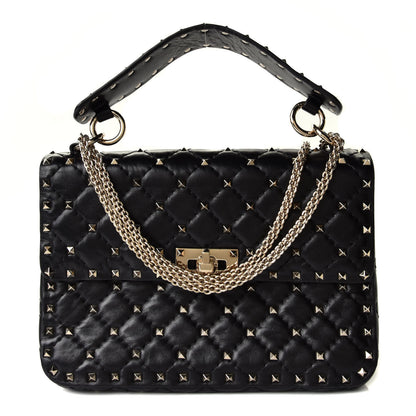 Valentino Garavani Lambskin Medium Rockstud Spike Shoulder Bag Black 6 of 12