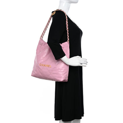 Chanel Shiny Calfskin Quilted Small Chanel 22 Dark Pink 2 of 12