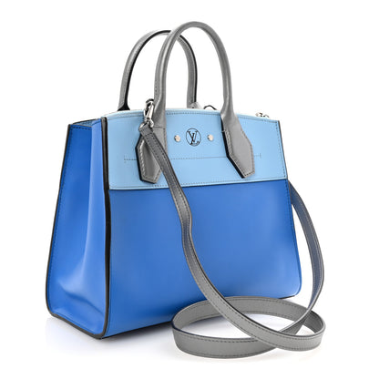 Louis Vuitton Calfskin City Steamer PM Silver Blue 3 of 9