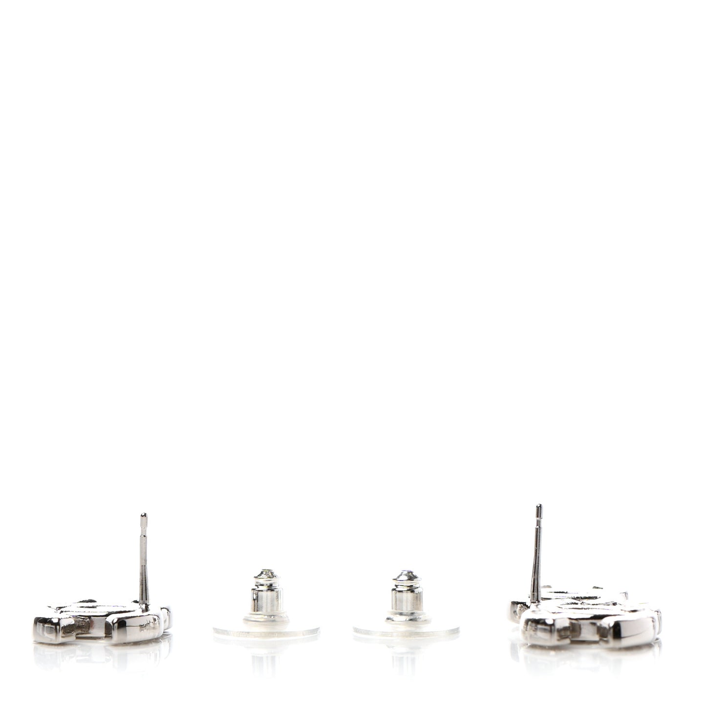 Baguette Crystal Double CC Earrings Silver