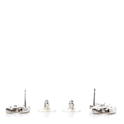 Chanel Baguette Crystal Double CC Earrings Silver 3 of 4