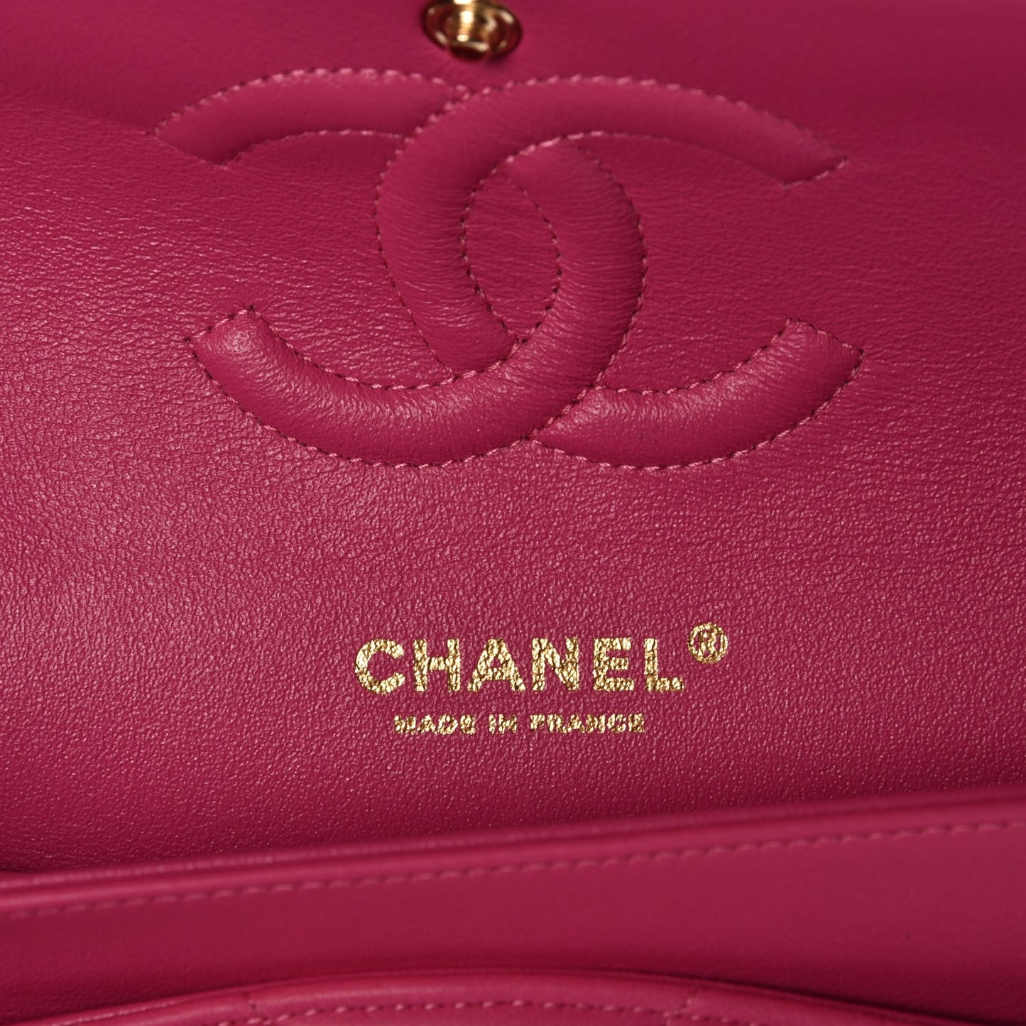 Lambskin Chevron Quilted Medium Double Flap Pink