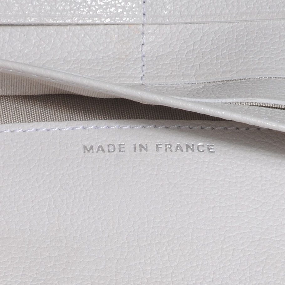 Leather CC Camellia Zip Organizer Wallet Off White