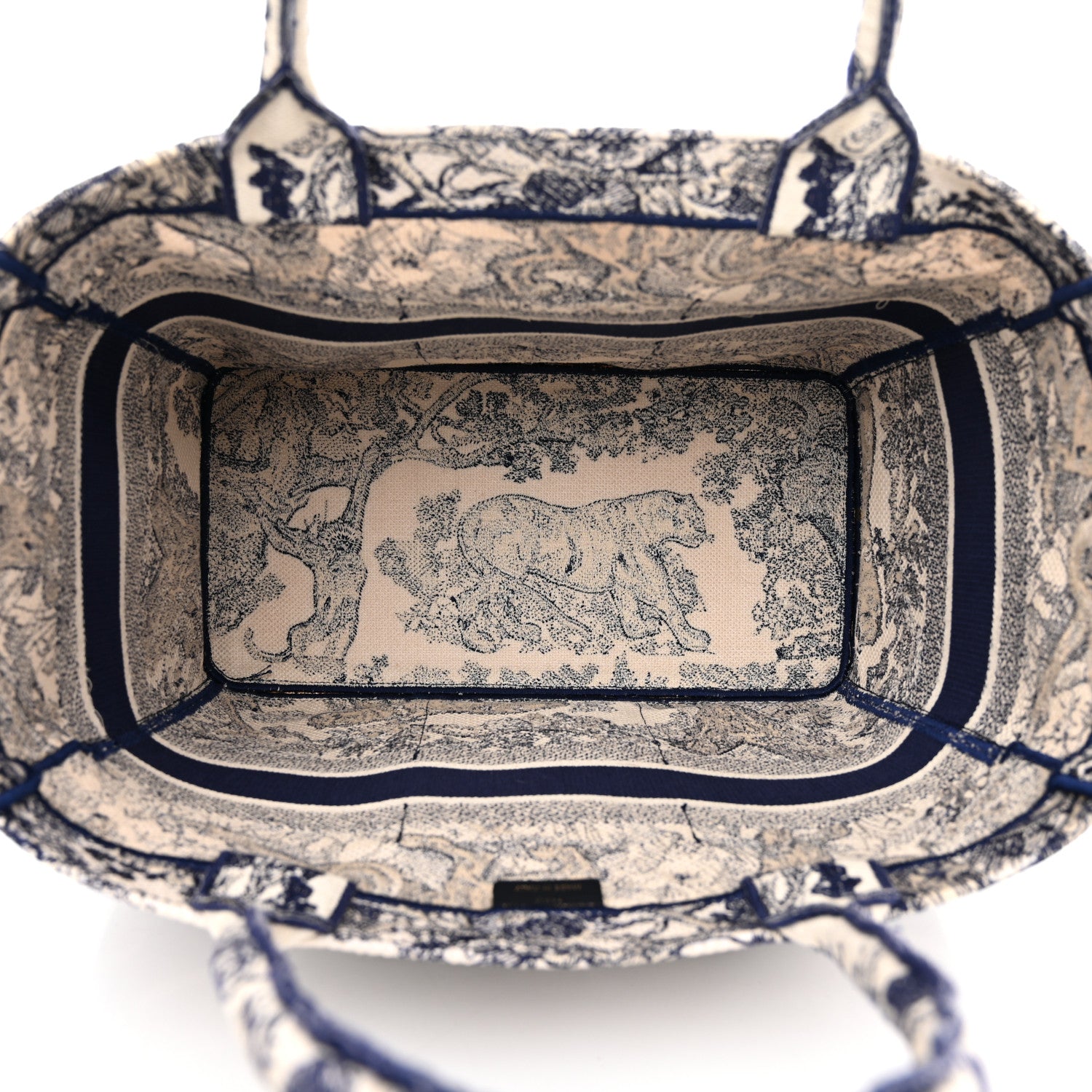 Christian Dior Canvas Embroidered Toile De Jouy Catherine Tote Blue 5 of 12