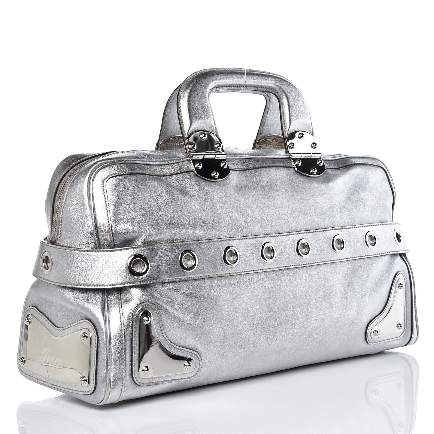 Metallic Calfskin Romy Boston Silver