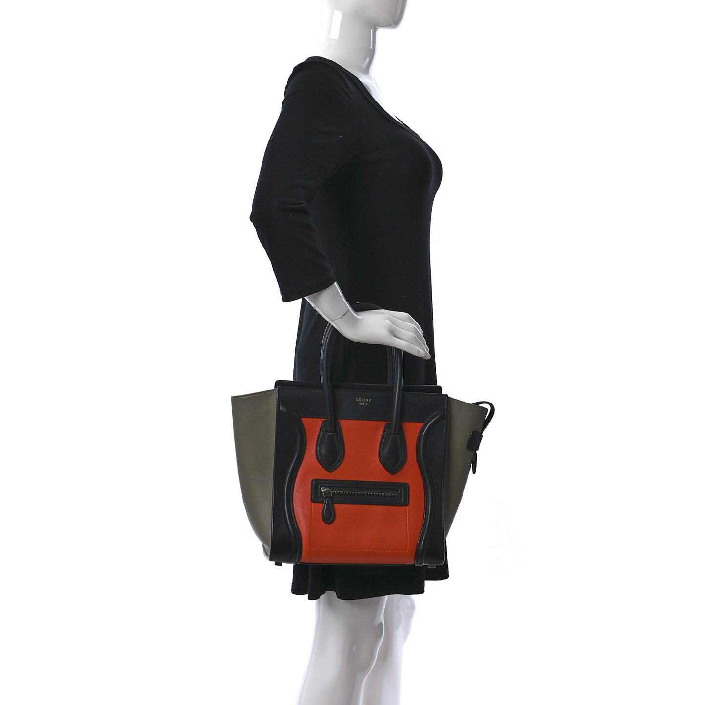 Drummed Calfskin Micro Tri-Color Luggage Bright Orange