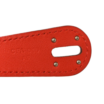 Hermes Swift Epsom Lindy 30 Tressage De Cuir Rouge De Coeur Bleu Du Nord Rouge H 7 of 13