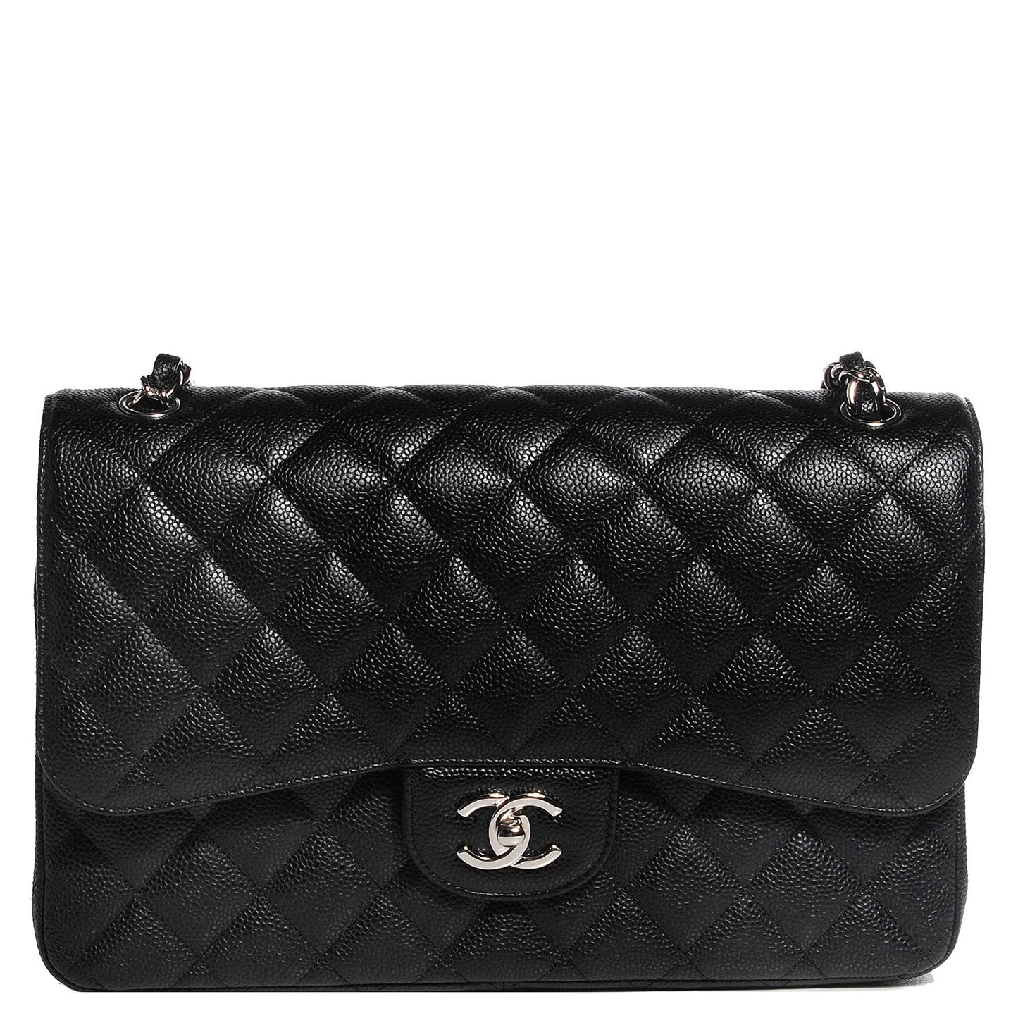 Caviar Quilted Jumbo Double Flap Black