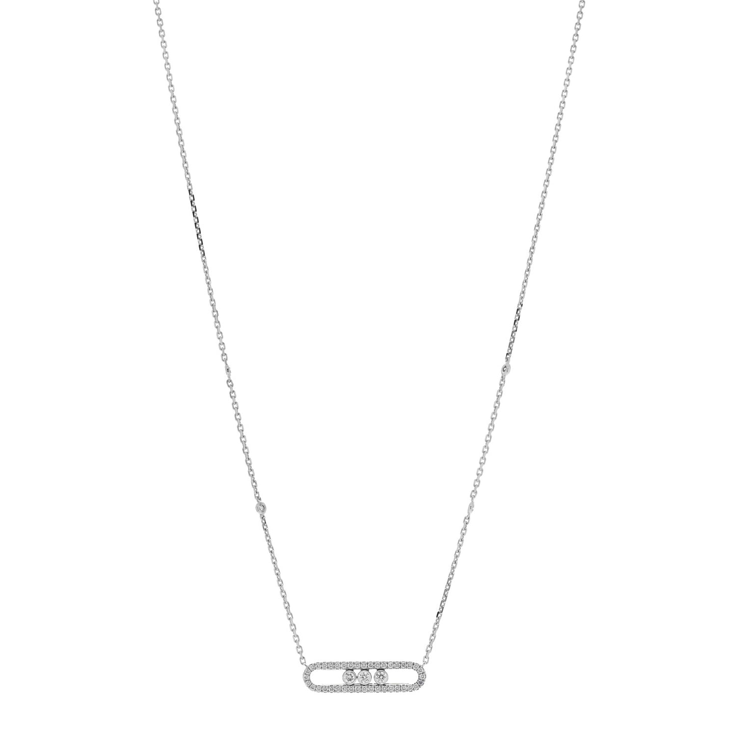 18K White Gold Diamond Baby Move Pave Necklace