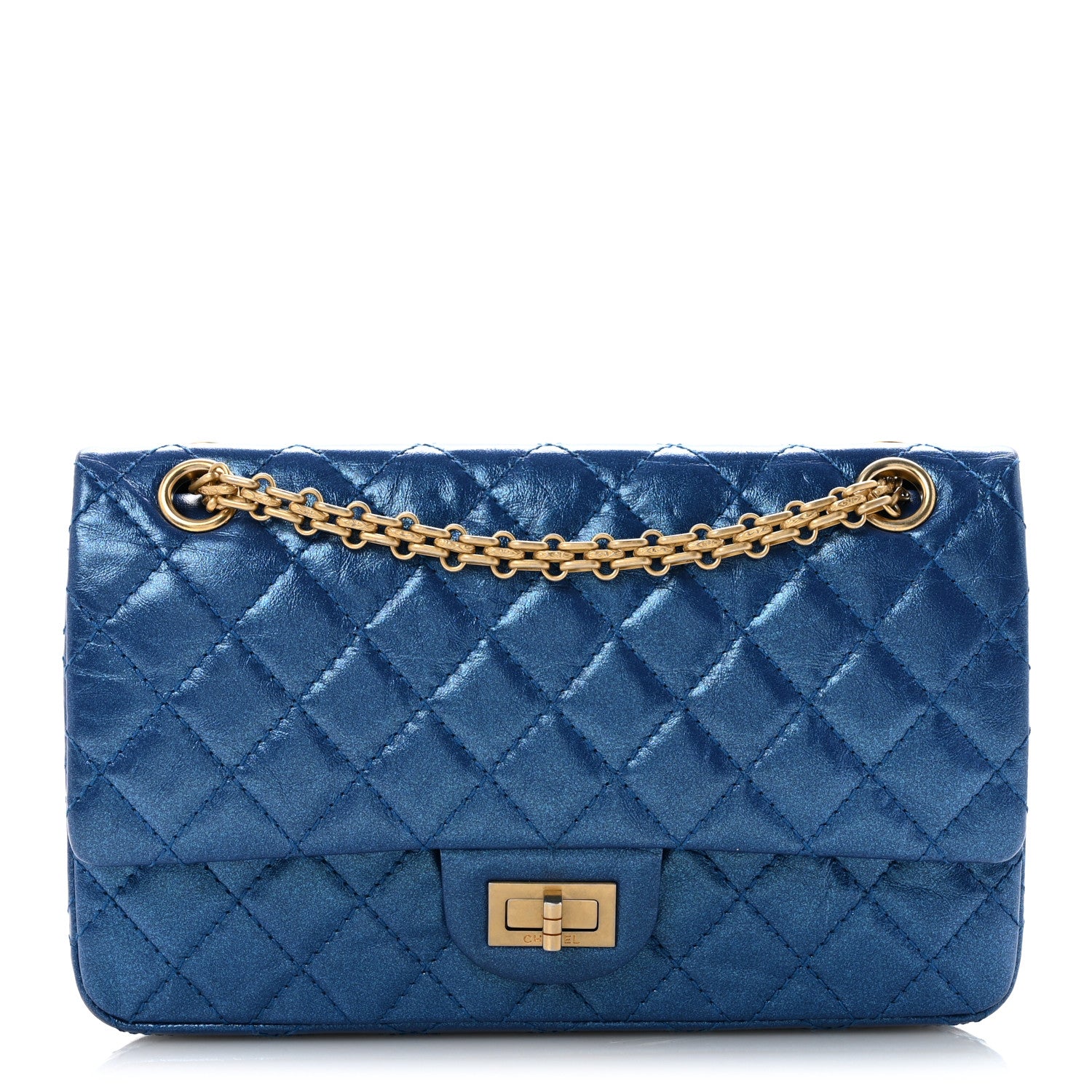 Chanel Metallic Calfskin Quilted 2.55 Reissue 225 Flap Blue 1 of 11